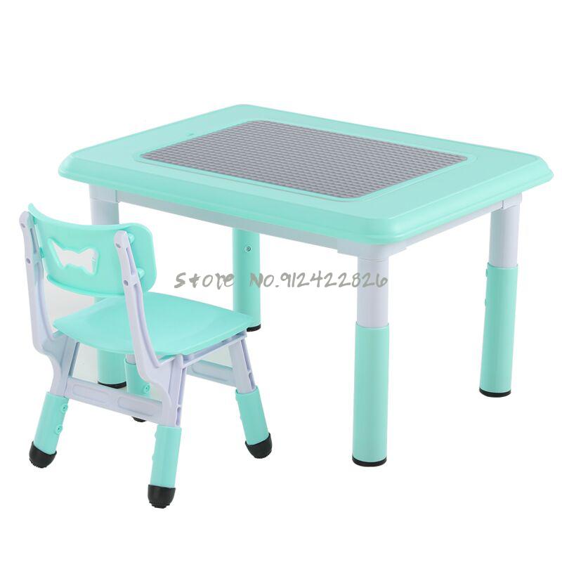 어린이 테이블과 의자 세트 유치원 가정용 플라스틱 게임 테이블 먹고 그림 테이블 리프팅 아기 빌딩 블록 t